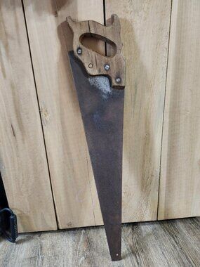 vintage wooden handle hand saw 29"